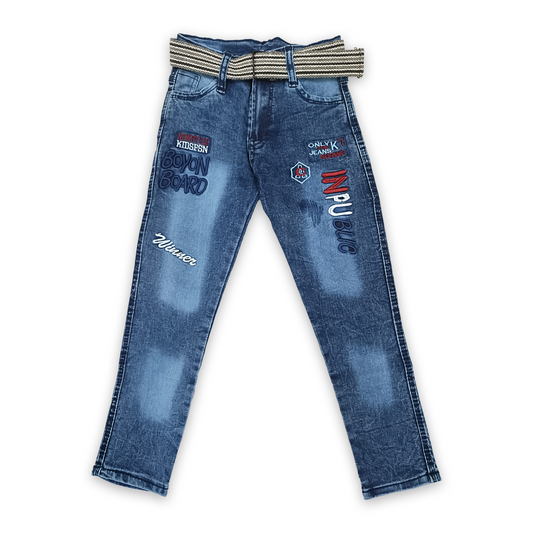 (2-5Y) Boys Blue Denim Pants With Belt