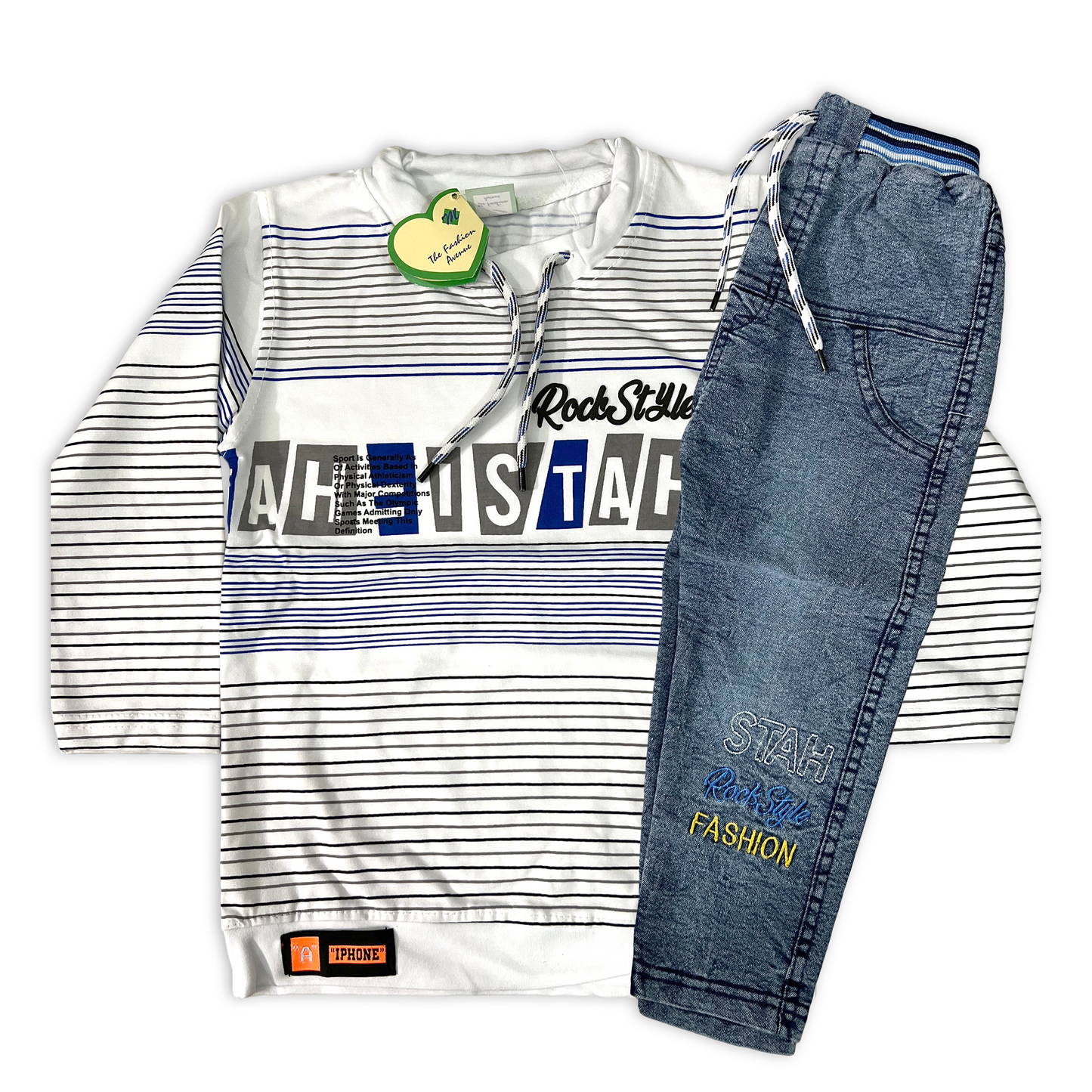 (1-4Y) Rock Style Lining Shirt & Denim Paint