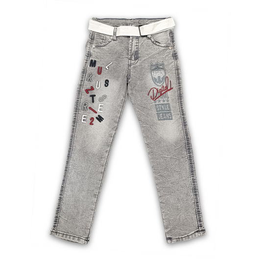 (2-5Y) Boys Gray Denim Pants With Belt