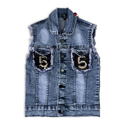 (1-4Y) Girls' 5-Print Denim Jacket and Jeans Outfit