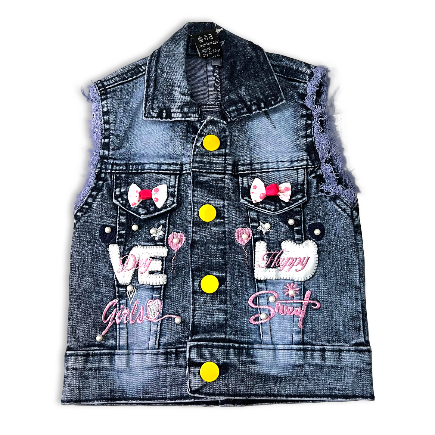 (1-4Y) Girls' Love Denim Jacket and Jeans Outfit