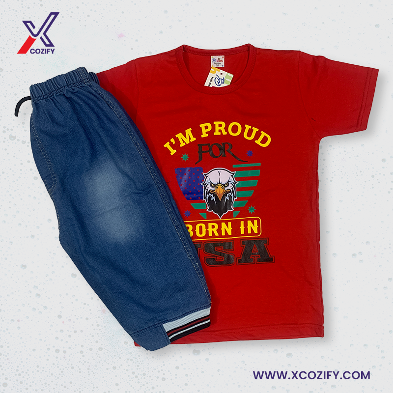 (4-7Y) I'M Proud T-Shirt & Denim