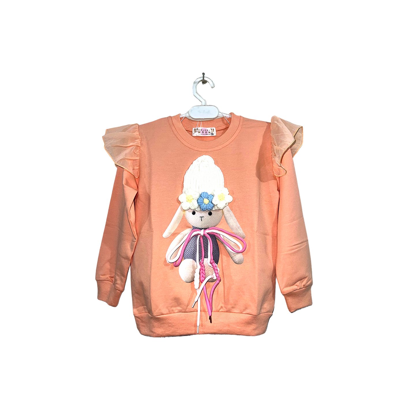 (4-7Y) Girls Fluffy 3D Goat Embroidered Shirt